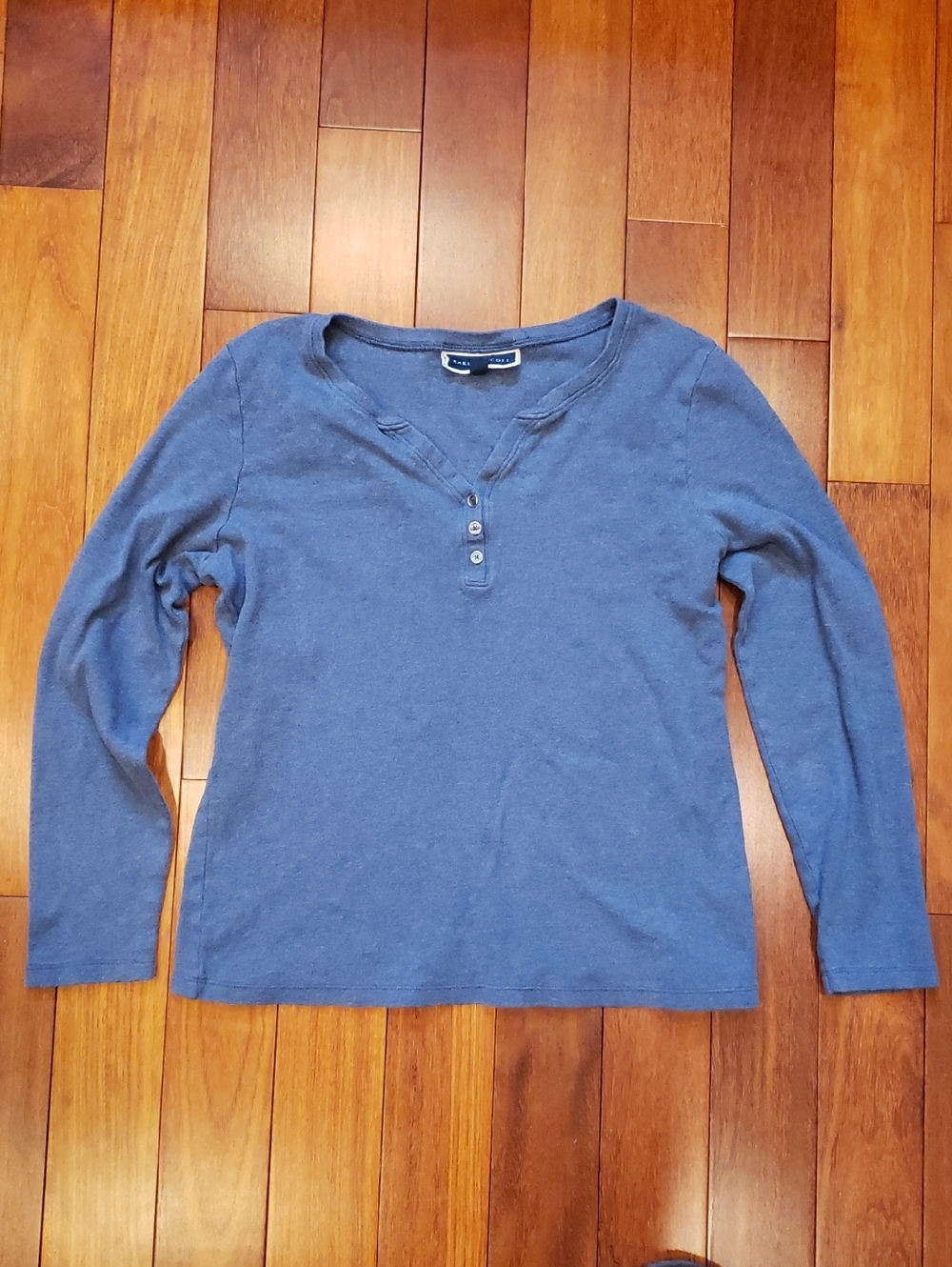 Karen Scott Blue Cotton Henley Women's Large